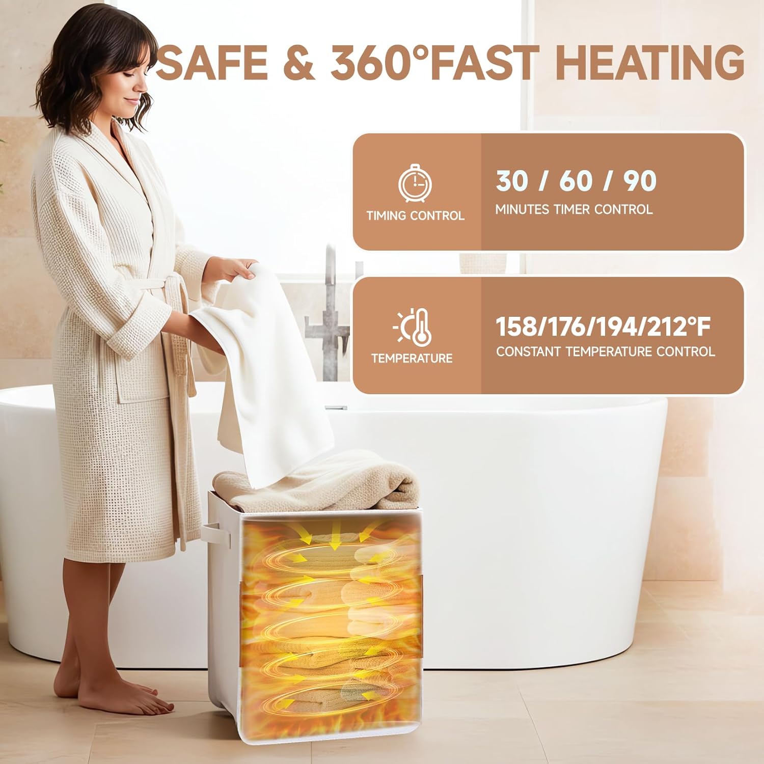 38L Foldable Towel Warmer for Bathroom, Home & Spa, Large Capacity for Oversized Towels, Blankets & Robes, 4 Temp Modes, Auto Shut-Off Timer, Perfect Spa Gift for Loved Ones